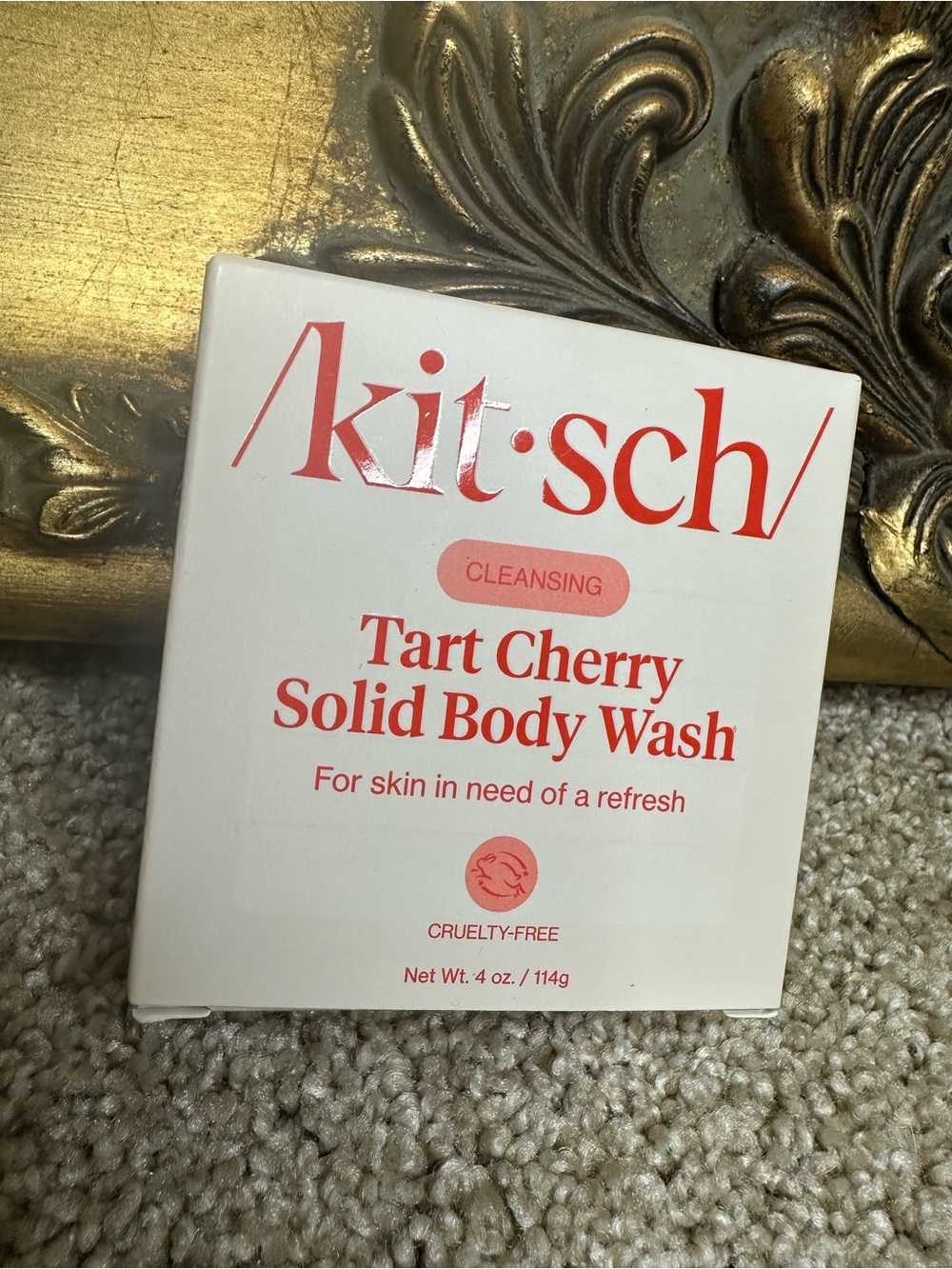 New In Box Kitsch Cleansing Tart Cherry Solid Body Wash Bar $12